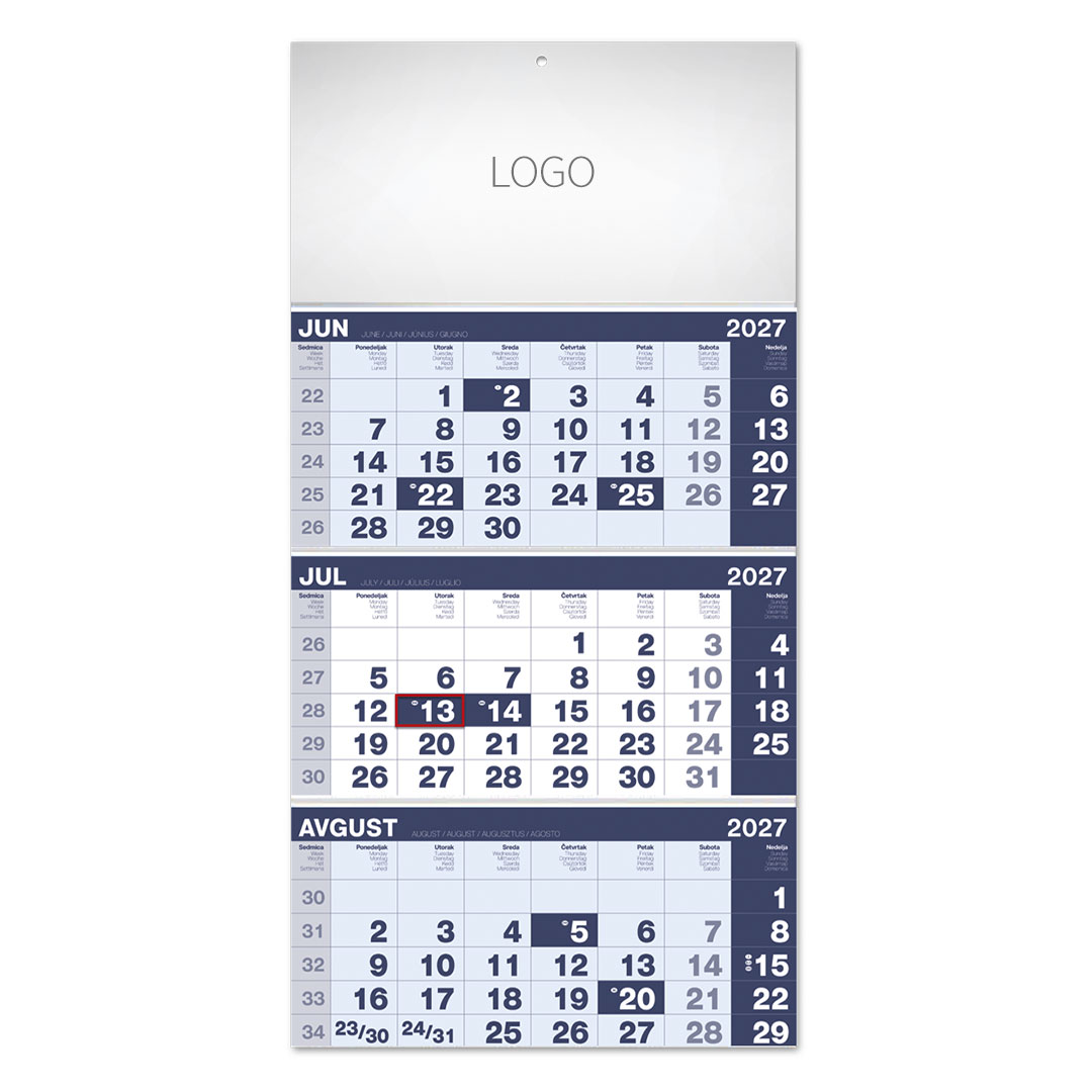 POSLOVNI 17, zidni kalendar, 3 x 12 listova, tromesečni, trodelni. SKU: 70017