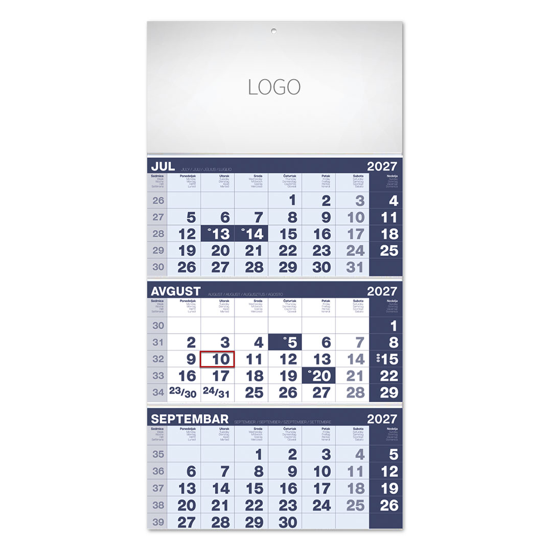 POSLOVNI 17, zidni kalendar, 3 x 12 listova, tromesečni, trodelni. SKU: 70017