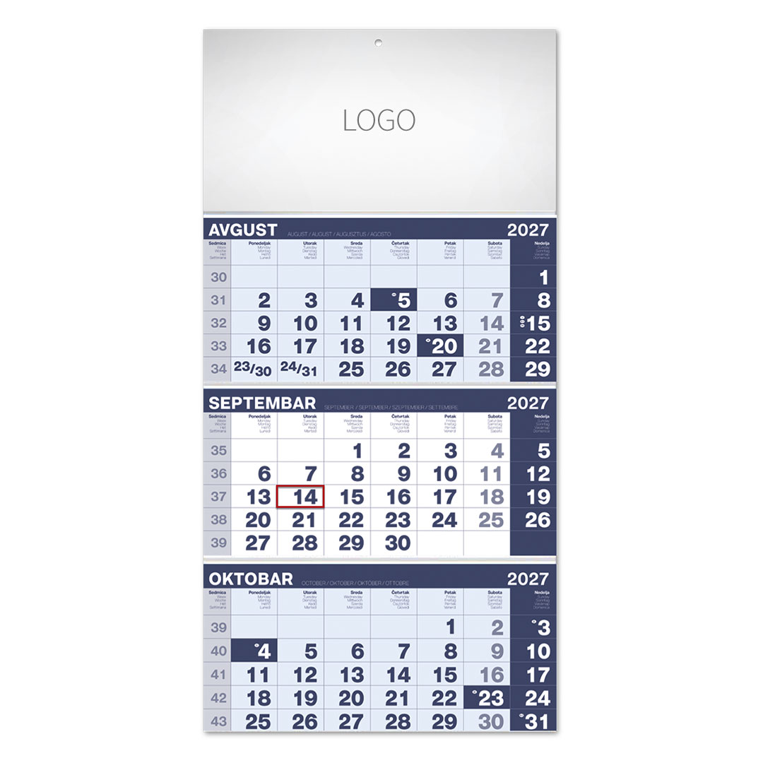 POSLOVNI 17, zidni kalendar, 3 x 12 listova, tromesečni, trodelni. SKU: 70017
