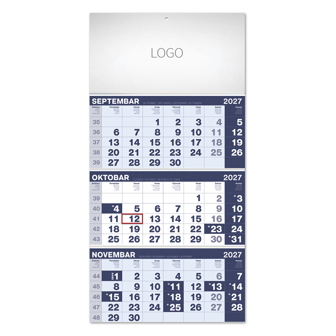 POSLOVNI 17, zidni kalendar, 3 x 12 listova, tromesečni, trodelni. SKU: 70017