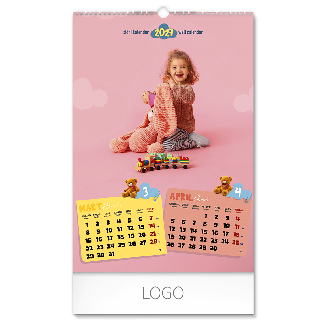 KIDS, zidni kalendar: 7 listova, dvomesečni. SKU: 70025
