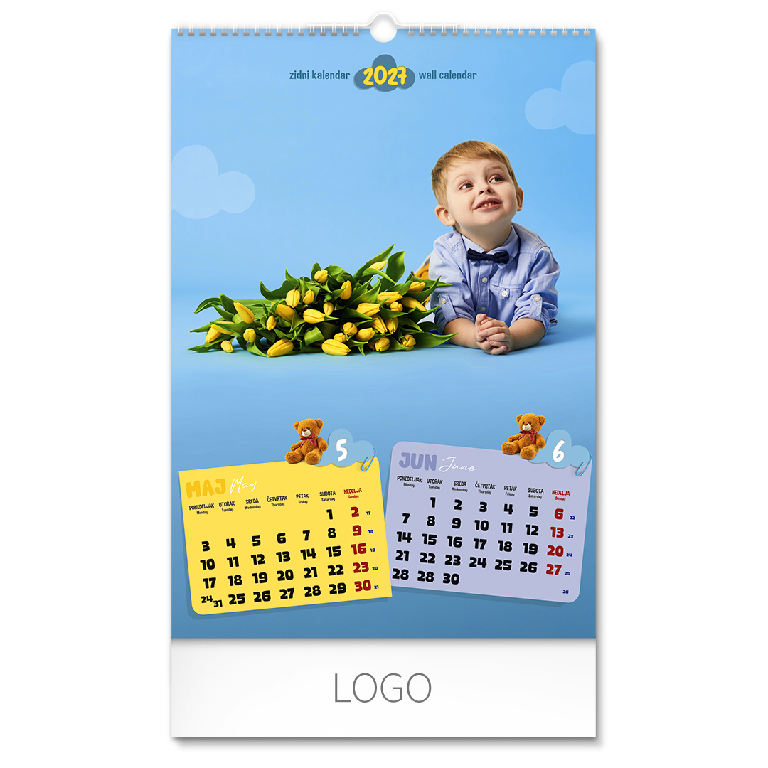 KIDS, zidni kalendar: 7 listova, dvomesečni. SKU: 70025