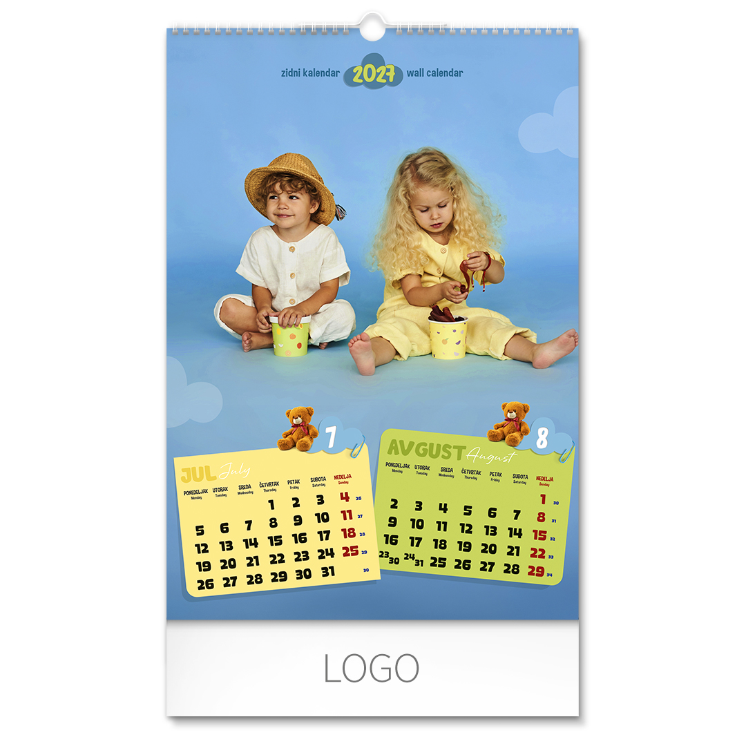 KIDS, zidni kalendar: 7 listova, dvomesečni. SKU: 70025