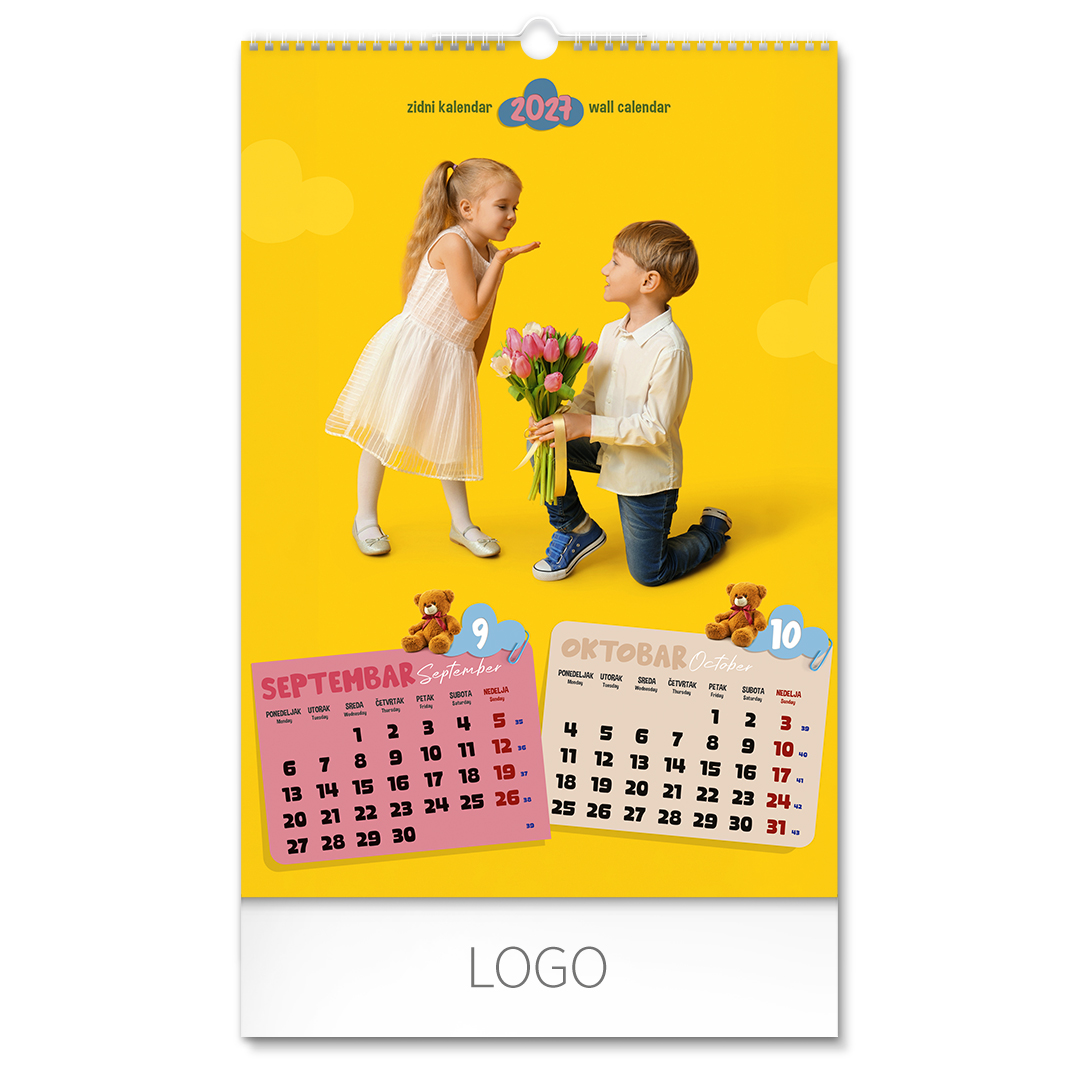 KIDS, zidni kalendar: 7 listova, dvomesečni. SKU: 70025