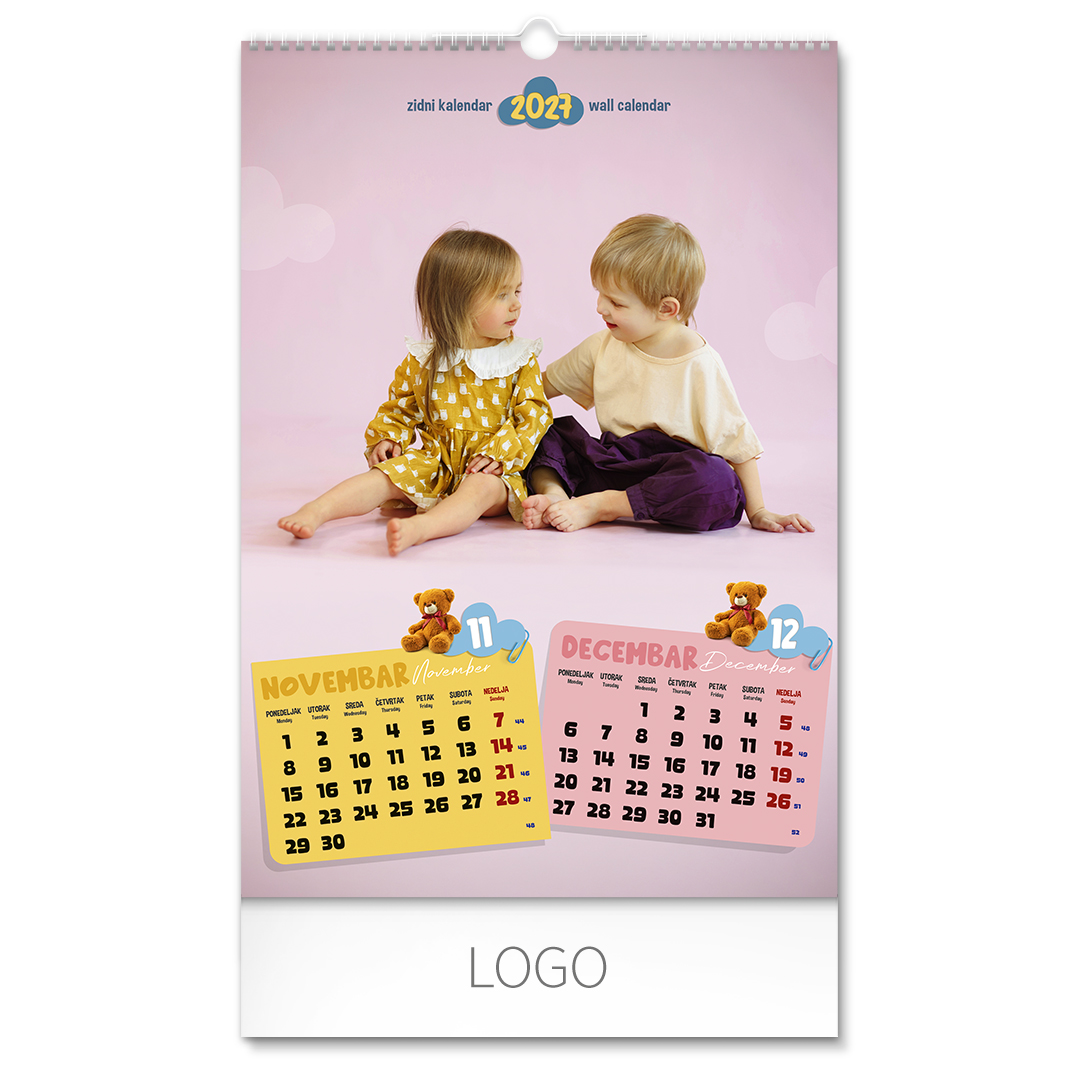 KIDS, zidni kalendar: 7 listova, dvomesečni. SKU: 70025