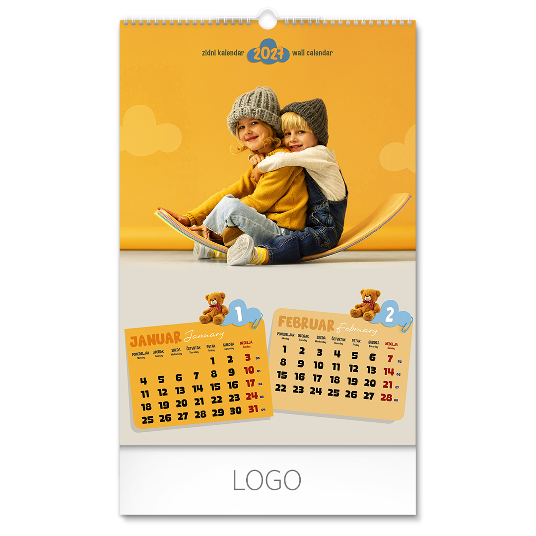 KIDS, zidni kalendar: 7 listova, dvomesečni. SKU: 70025