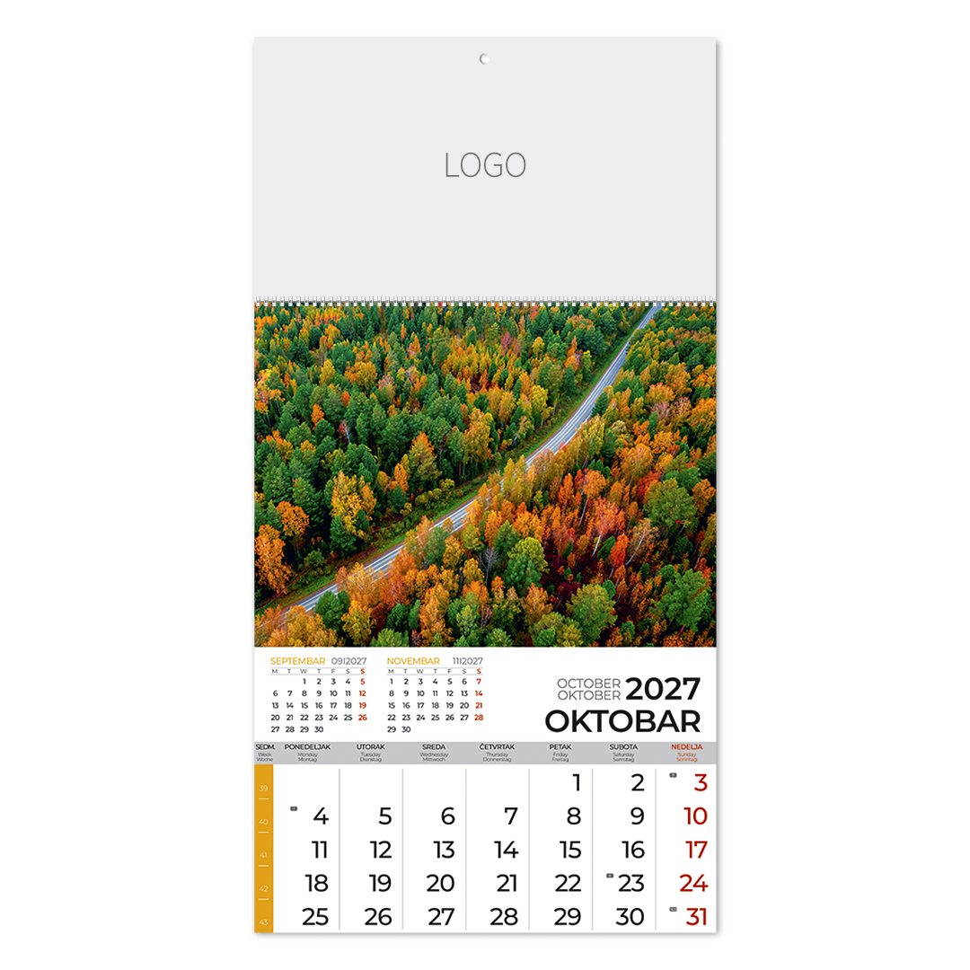 PRIRODA 58, zidni kalendar: 12 listova, mesečni. SKU: 70058