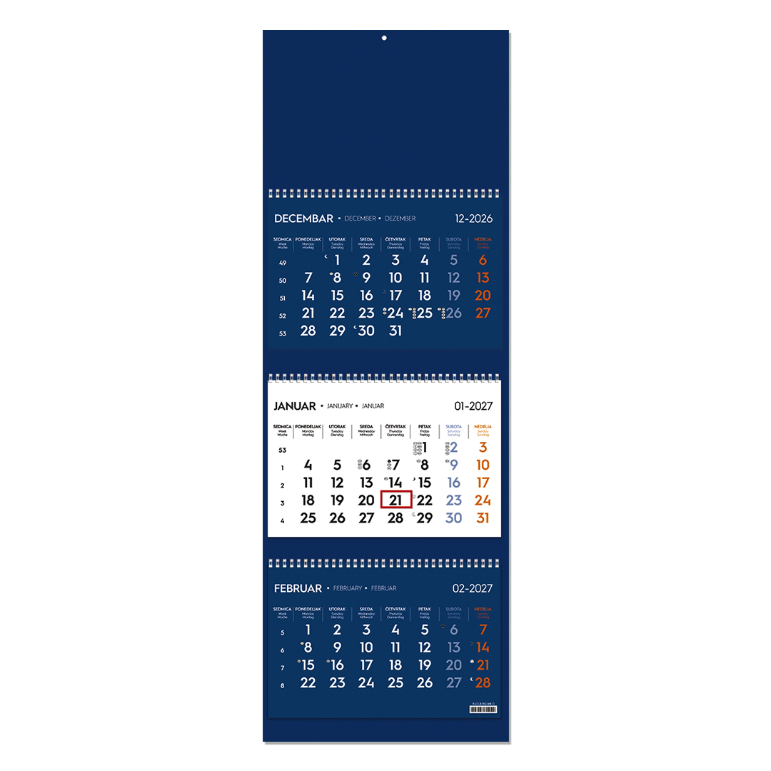 POSLOVNI 73, zidni kalendar: 3 x 12 listova. SKU: 000_70073
