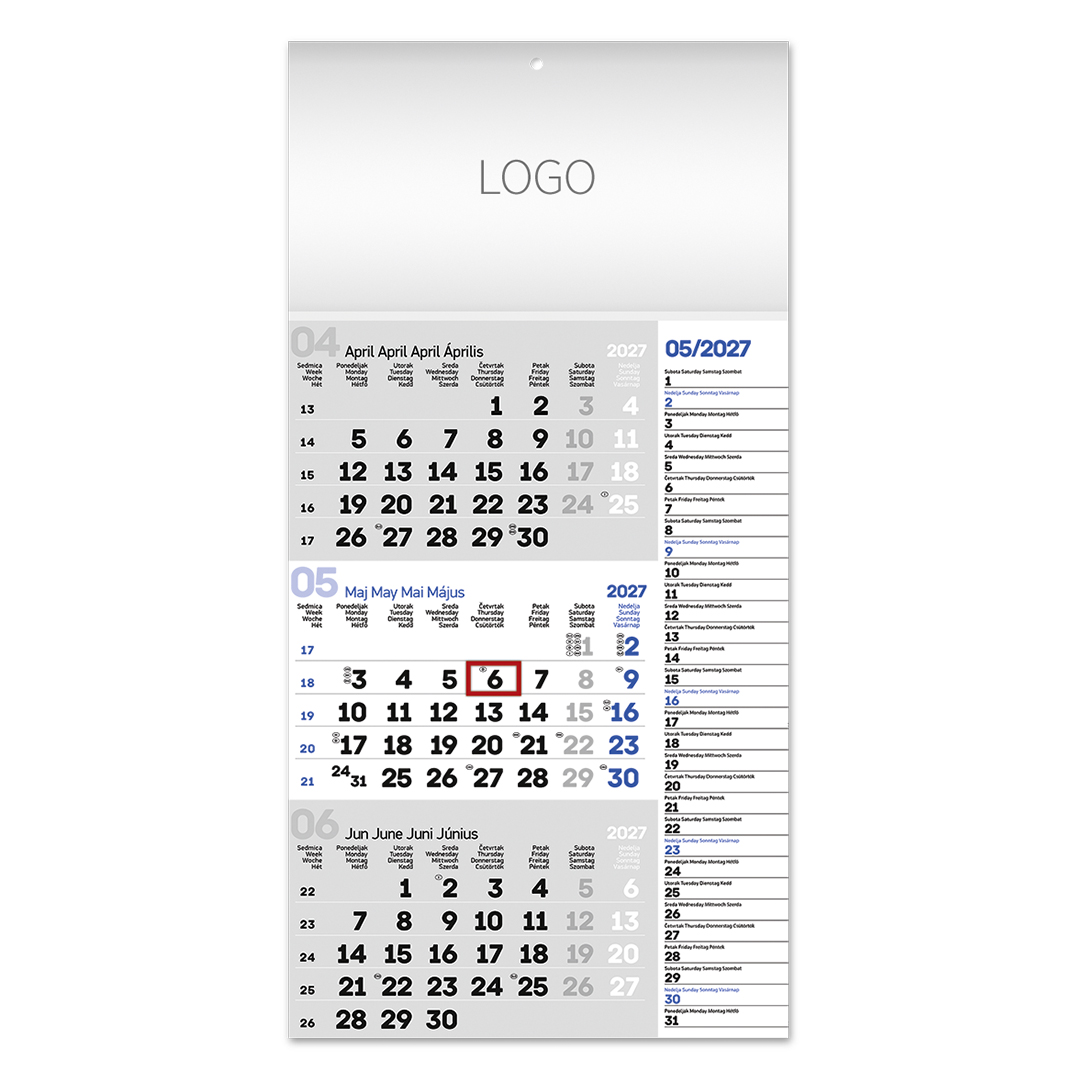 POSLOVNI 85, zidni kalendar: 12 listova, tromesečni, jednodelni. SKU: 70085
