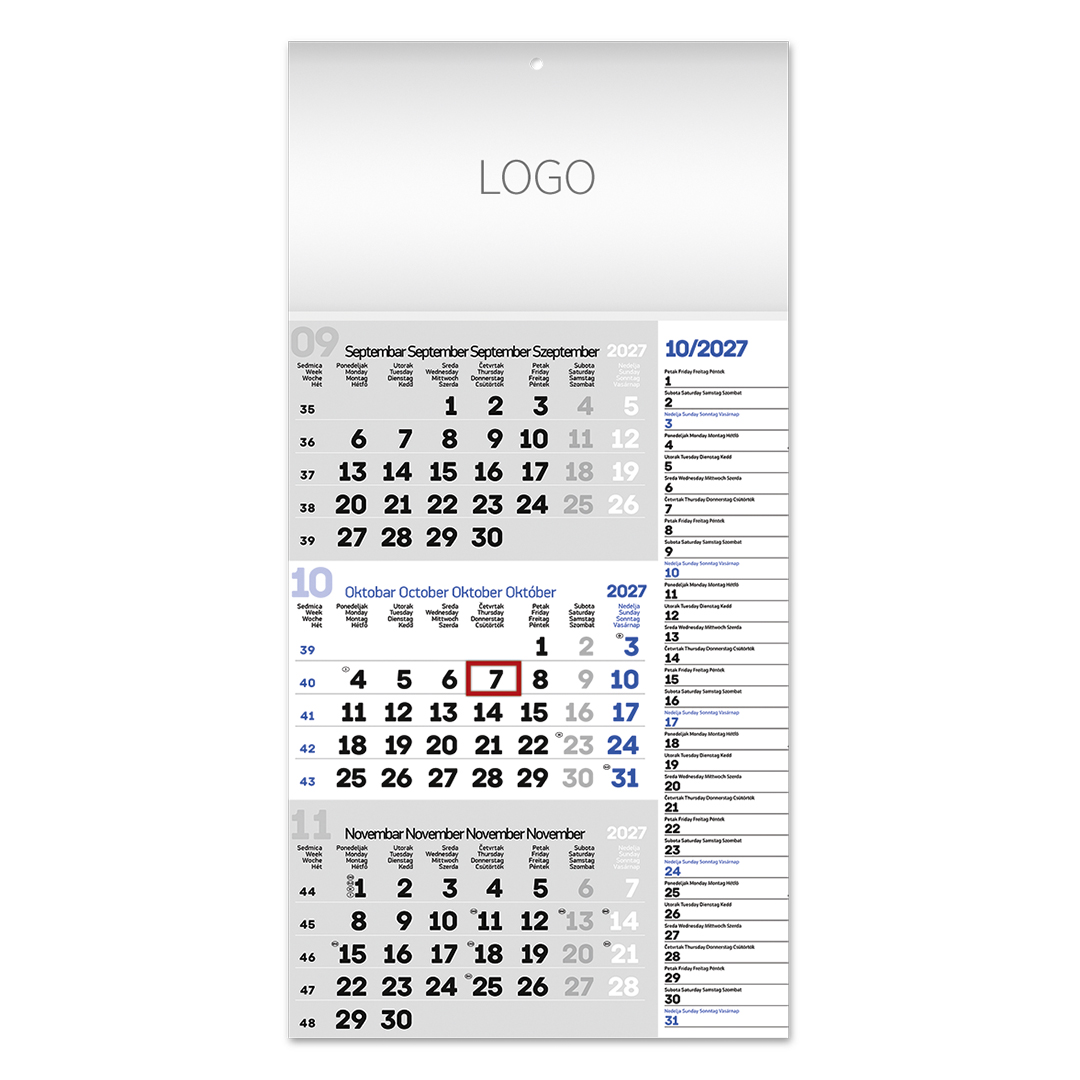 POSLOVNI 85, zidni kalendar: 12 listova, tromesečni, jednodelni. SKU: 70085