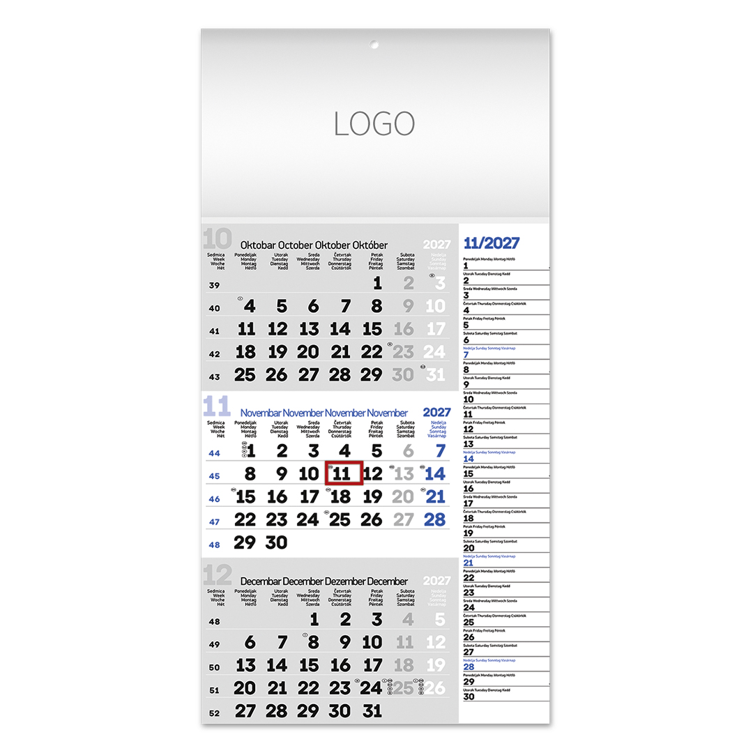 POSLOVNI 85, zidni kalendar: 12 listova, tromesečni, jednodelni. SKU: 70085